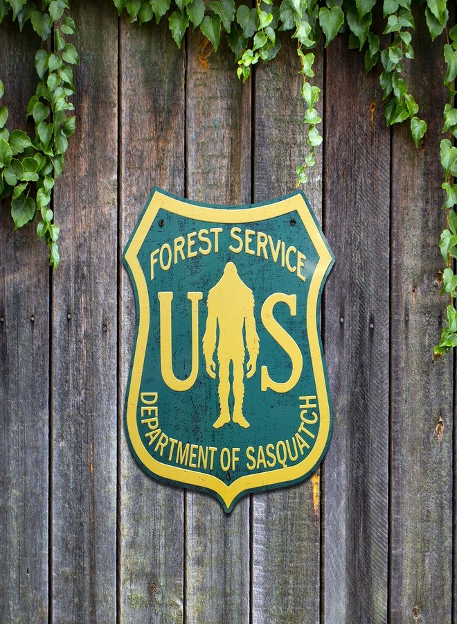 SQUATCH METALWORKS "Department of Sasquatch" Bigfoot Sign - Vintage Forest Service Design - Aluminum Roadsign - 11"x12" - Bigfoot/Sasquatch/Yeti/Nature Gift - SQUATCH METALWORKS - Image 2